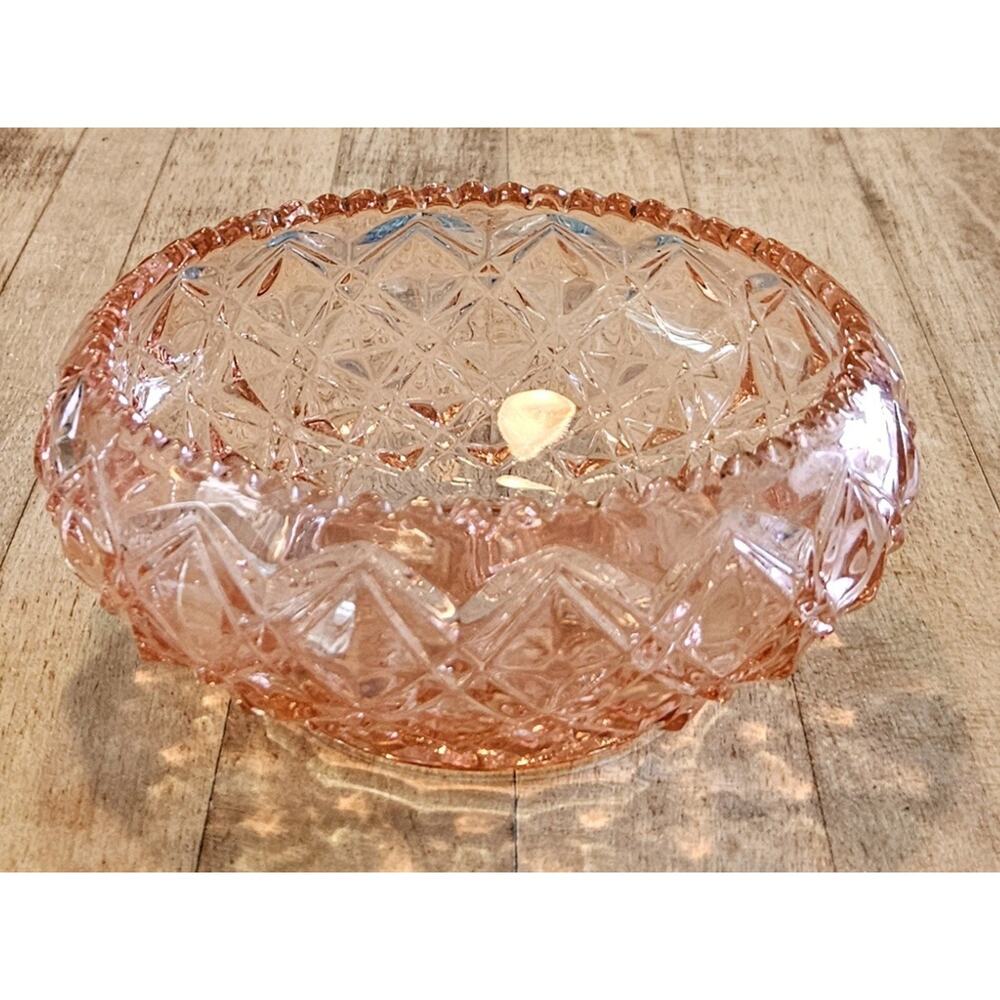 Vintage Imperial Depression Glass Diamond Block Pattern Bowl 1930s 5” Wide